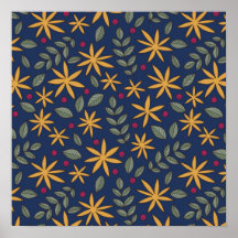 Golden Floral Pattern Botanical Design