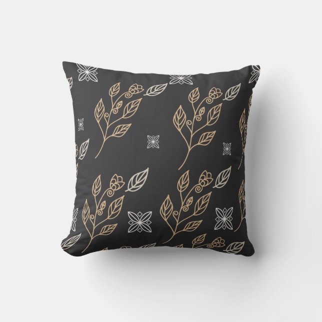 Golden Floral Pattern Cushion (Front)