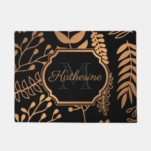 Golden Floral Pattern Doormat