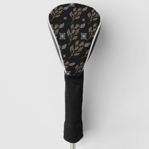 Golden Floral Pattern Golf Head Cover