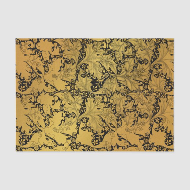 Golden Floral Pattern Oriental Flower Tissue Paper (Front)