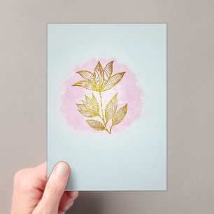 Golden Floral Pink Wedding Invitation
