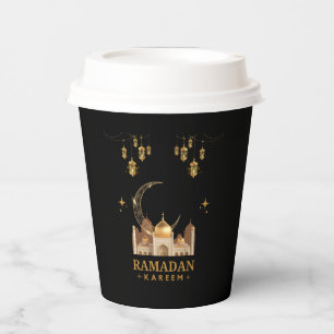 Golden Floral Ramadan Kareem Celebration Paper Cups