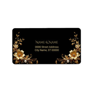 Golden Floral Return Address Label