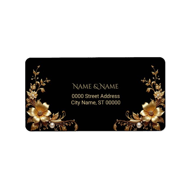 Golden Floral Return Address Label (Front)