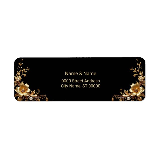 Golden Floral Return Address Label (Front)