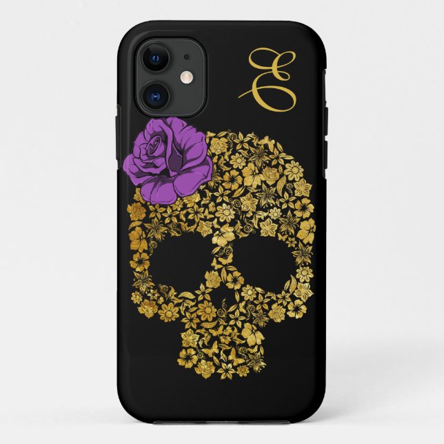 Golden Floral Skull With Rose | iPhone 5 Case (Back)