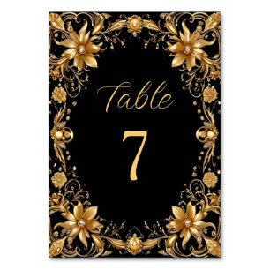 Golden Floral Table Number