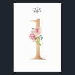 Golden Floral Table Number Card<br><div class="desc">Golden number with soft pastel floral embelishment table number card. Personalise text font style,  size,  and colour.</div>