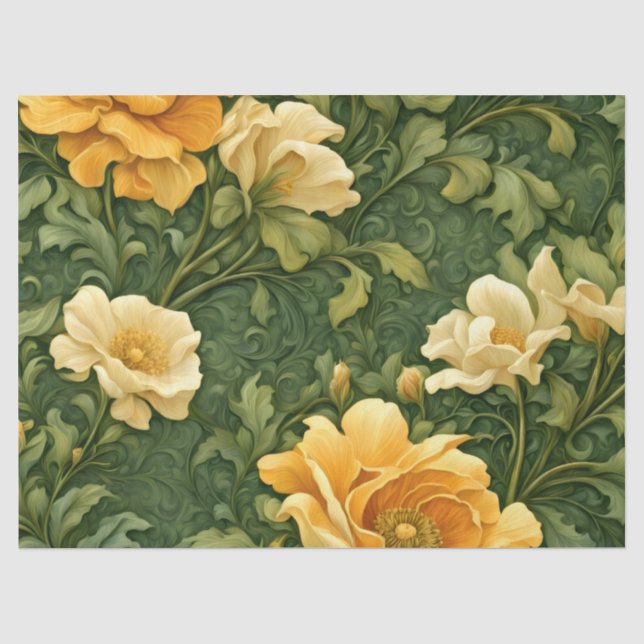 Golden Floral Tapestry Tissue Paper (Front)