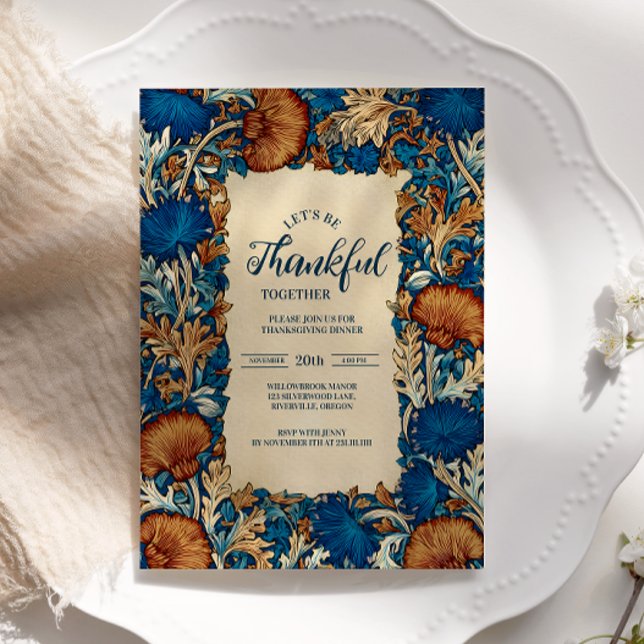 Golden Floral Thanksgiving Celebration Invitation (Creator Uploaded)