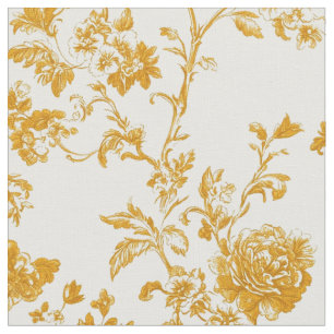 Golden Floral Toile Fabric