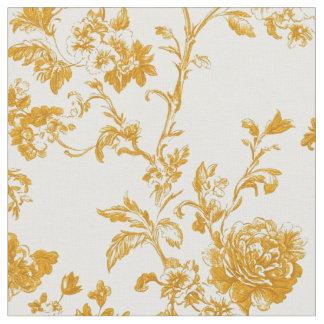 Golden Floral Toile Fabric