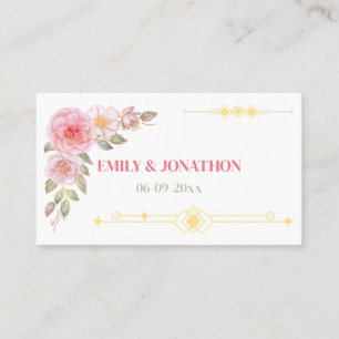 Golden Floral Watercolor Wedding Place Card