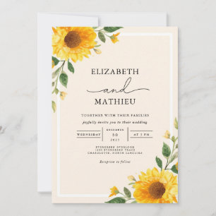 Golden Floral Wedding Invitation