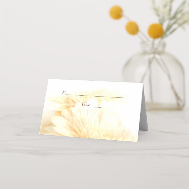 Golden Floral Wedding Place Card (Front)
