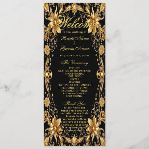 Golden Floral Wedding Program Programme