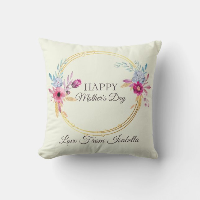 Golden Floral Wreath  Cushion (Front)