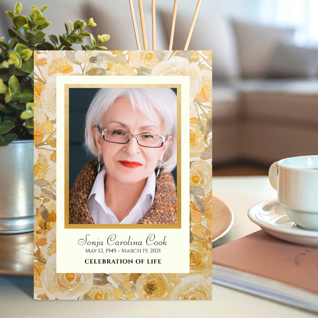 Golden Florals Celebration of Life Program Programme (Creator Uploaded)