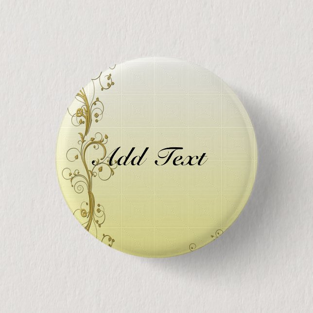Golden Flourish Template, Customisable 3 Cm Round Badge (Front)