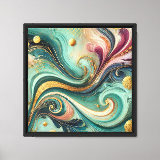 Golden Flow Abstract Canvas Print – Modern Wall Ar