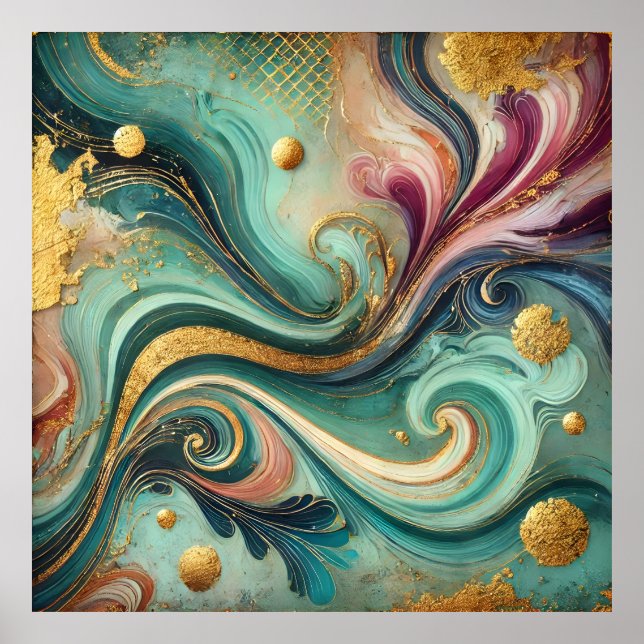 Golden Flow Abstract Wall Art – Modern Home Décor (Front)