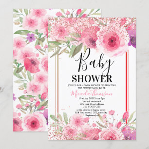 Golden flower cake for baby shower invitation