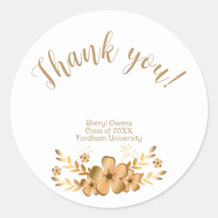 Golden Flower High School College Graduation Classic Round Sticker