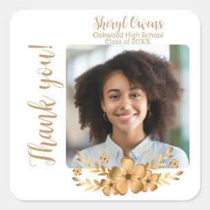 Golden Flower High School College Graduation Square Sticker