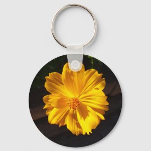 Golden Flower Macro Photography Key Ring