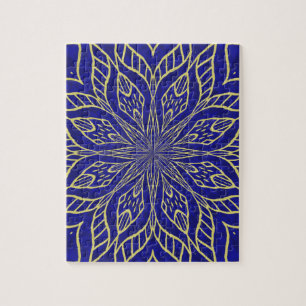 Golden Flower Mandala Jigsaw Puzzle