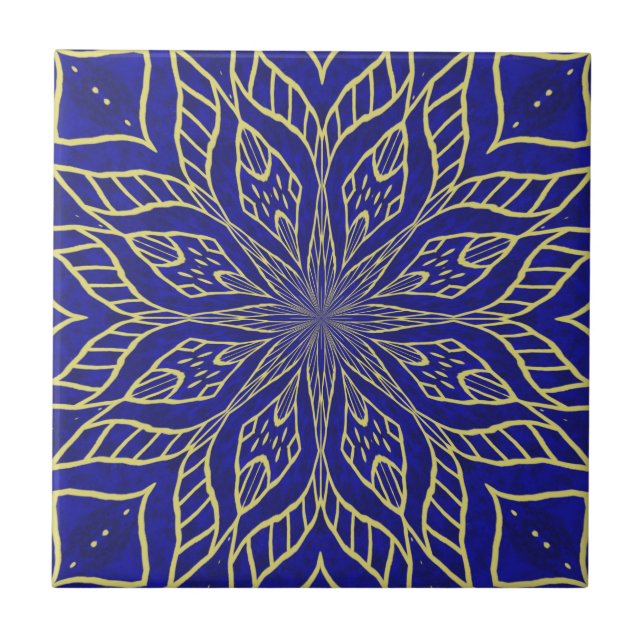 Golden Flower Mandala Tile (Front)