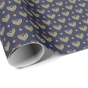 Golden Flower on Night Sky Wrapping Paper