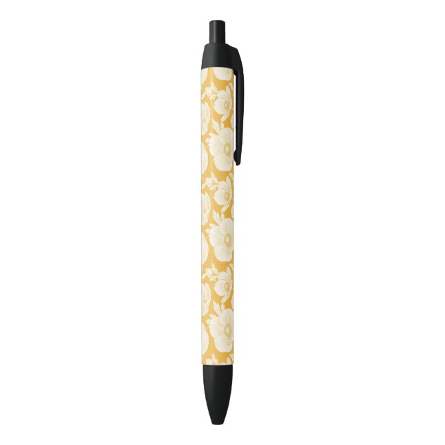 Golden Flower Pattern Black Ink Pen (Bottom (Vertical))