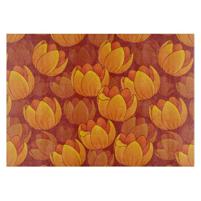 Golden Flower Pattern Cutting Board (Front)