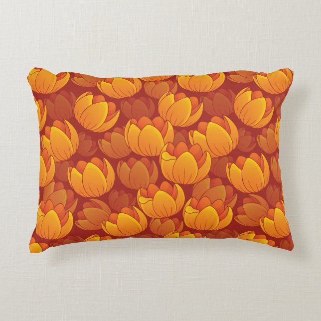 Golden Flower Pattern Decorative Cushion (Front)