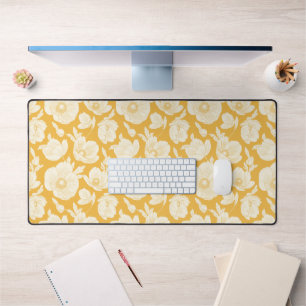 Golden Flower Pattern Desk Mat
