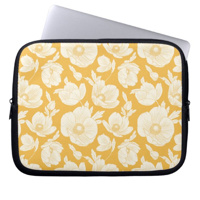 Golden Flower Pattern Laptop Sleeve (Front)