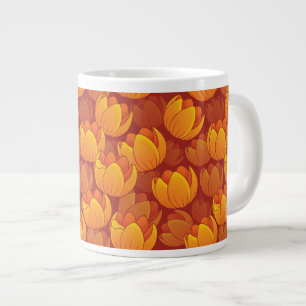 Golden Flower Pattern Large Coffee Mug