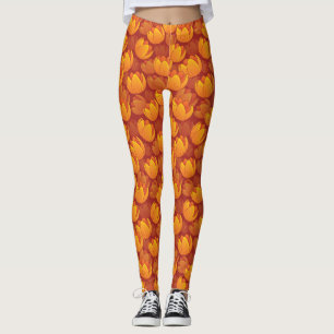 Golden Flower Pattern Leggings