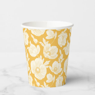 Golden Flower Pattern Paper Cups