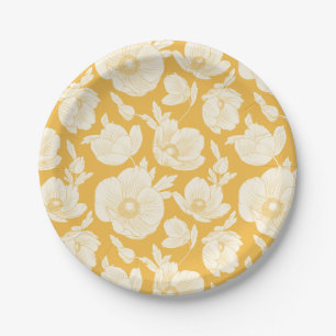 Golden Flower Pattern Paper Plate
