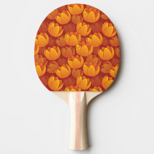 Golden Flower Pattern Ping Pong Paddle