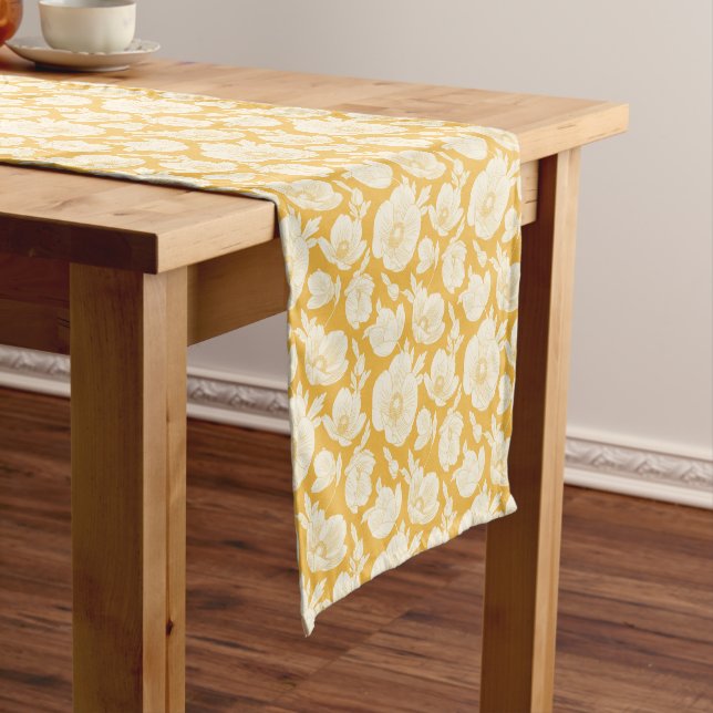Golden Flower Pattern Short Table Runner (In Situ)