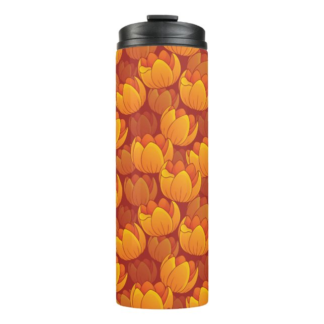 Golden Flower Pattern Thermal Tumbler (Front)