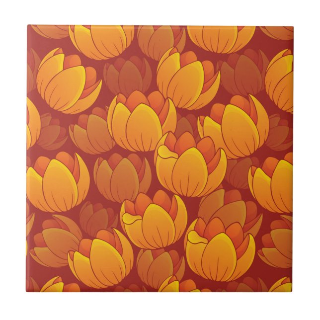 Golden Flower Pattern Tile (Front)