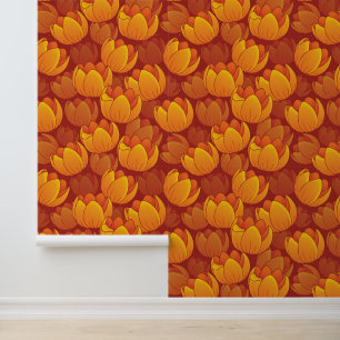Golden Flower Pattern Wallpaper