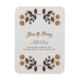 Golden Flowers and Heart Magnet