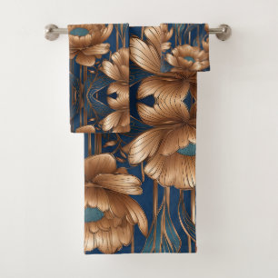 Golden Flowers Bath Towel Set