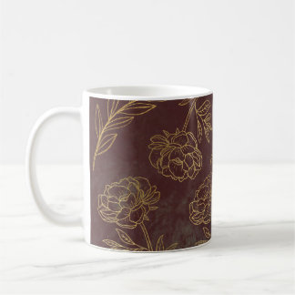 Golden flowers design coffee mug